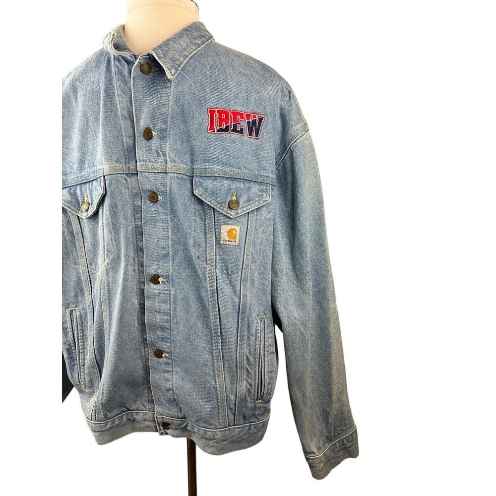 Carhartt Denim Jean Jacket Logo IBEW International Brotherhood Electrical Worker - Picture 3 of 13